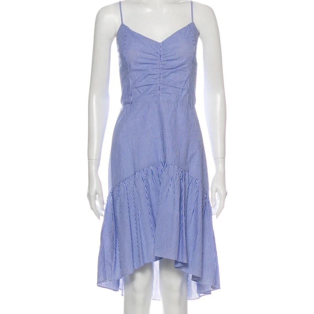 Parker Blue and White Striped High Low Sun Dress